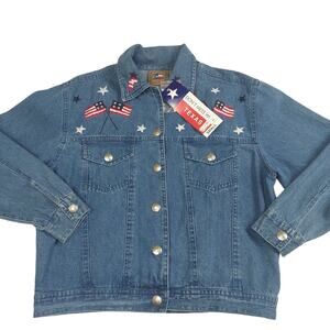 Women's Don't Mess With Texas Denim Jacket American Flag Embroidery Size Small